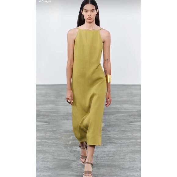 Zara NWT Linen Blend Midi Dress in Muted Yellow Size Medium -  www.panoramagroup.in